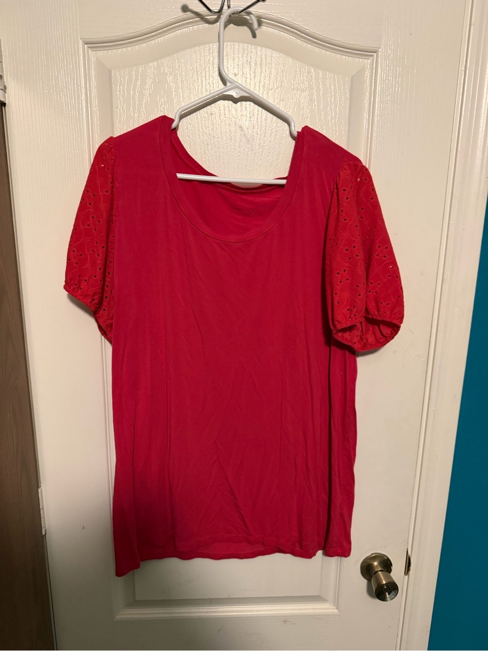 torrid Bright Red Scoop Neck Puff Sleeve Eyelet Top